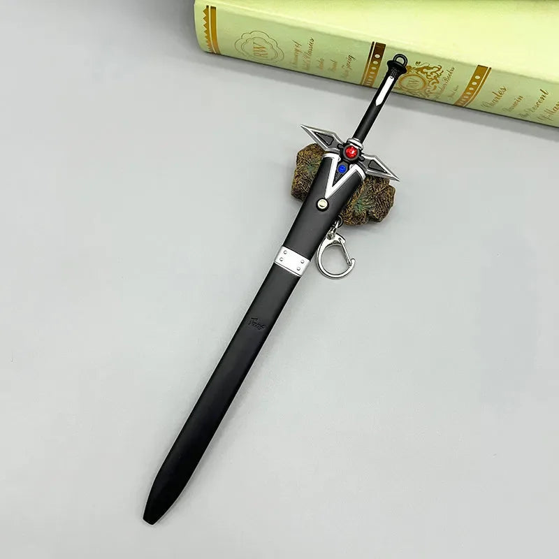 1:6 scale anime-style black zinc alloy sword replica with detailed hilt, collectible weapon.