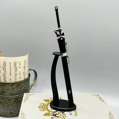 Anime-style black sword replica in stand, zinc alloy 1:6 collectible for display or cosplay