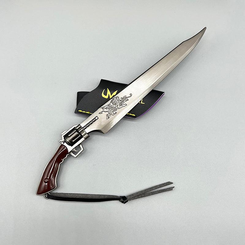 Revolver Gunblade - Final Fantasy VIII Squall Leonhart's Hybrid Weapon 1:6 Zinc Alloy | Griever Emblem Trigger & Electrostatic Cylinder Detailing | Balamb Garden Cadet Display for Junction System Archivists - BlacksmithSONG