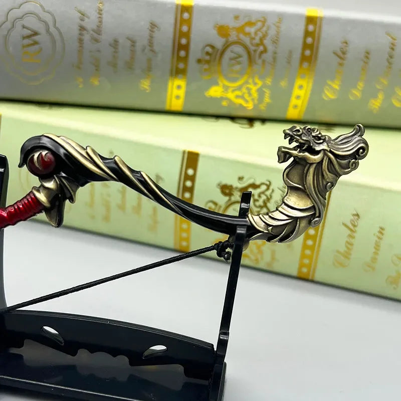 1:6 anime-style dragon bow zinc alloy collectible on stand, BlacksmithSONG display item