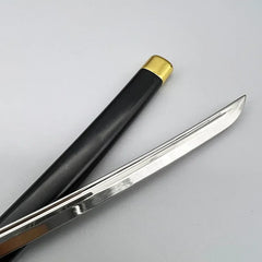 1:6 scale zinc alloy anime katana replica with black sheath and gold tip, collectible display piece