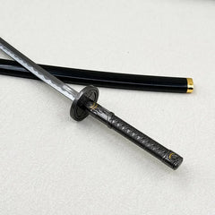 1:6 scale anime-style zinc alloy katana replica with black sheath on light background