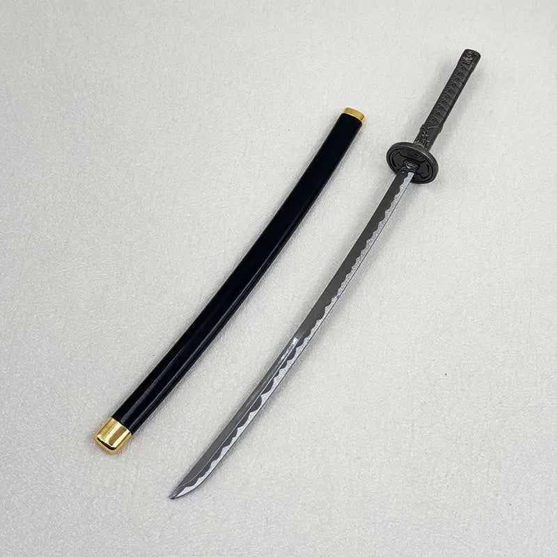 1:6 scale zinc alloy anime katana replica with black sheath on light background