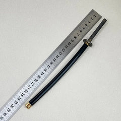 1:6 scale anime-style katana zinc alloy replica with black sheath and ruler for size reference