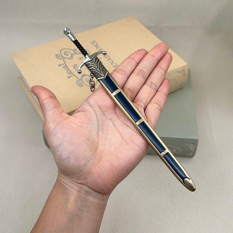 Longclaw Sword Replica - Game of Thrones Valyrian Steel 22cm/8.6in | Jon Snow & Jeor Mormont Direwolf Pommel Collectible | Night's Watch Zinc Alloy Weapon Display for White Walkers Battle Fans - BlacksmithSONG