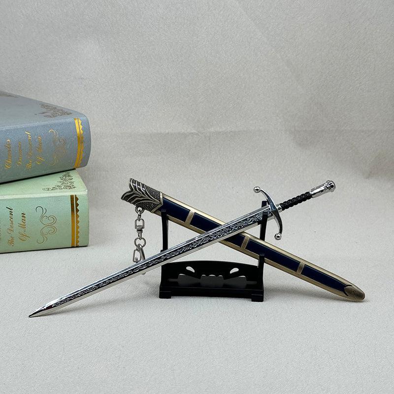 Longclaw Sword Replica - Game of Thrones Valyrian Steel 22cm/8.6in | Jon Snow & Jeor Mormont Direwolf Pommel Collectible | Night's Watch Zinc Alloy Weapon Display for White Walkers Battle Fans - BlacksmithSONG