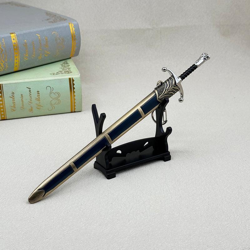 Longclaw Sword Replica - Game of Thrones Valyrian Steel 22cm/8.6in | Jon Snow & Jeor Mormont Direwolf Pommel Collectible | Night's Watch Zinc Alloy Weapon Display for White Walkers Battle Fans - BlacksmithSONG