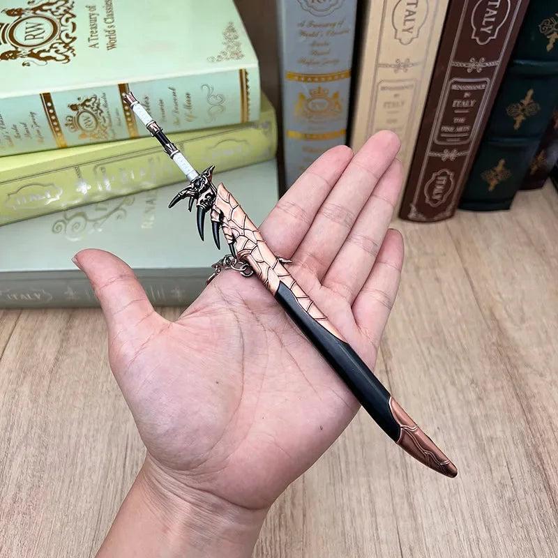 Anime-style zinc alloy weapon replica collectible in hand, BlacksmithSONG display item
