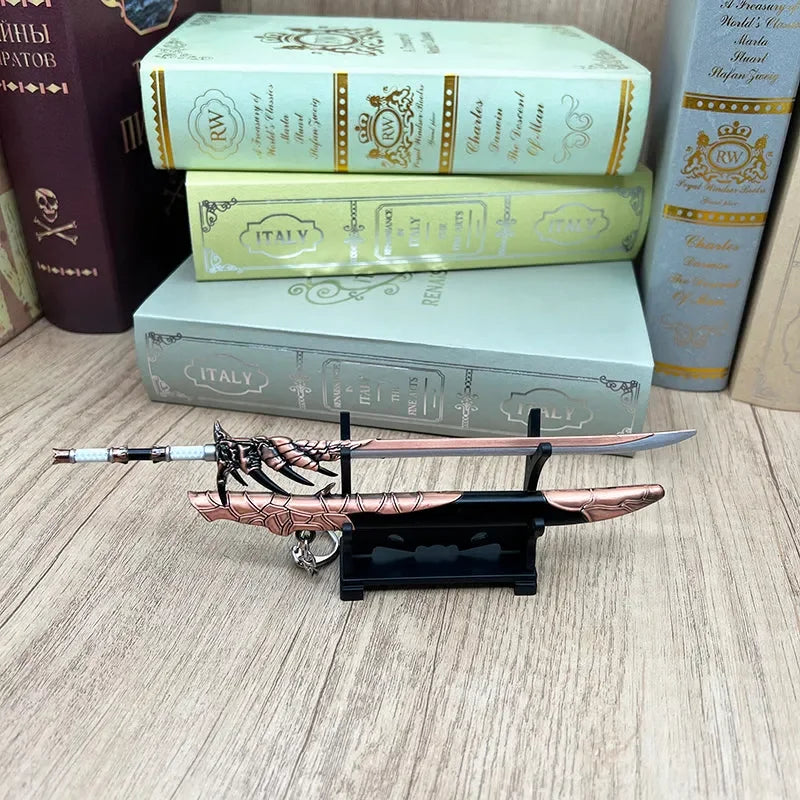 1:6 anime-style zinc alloy sword replica on stand, BlacksmithSONG collectible display