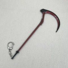 1:6 anime-style zinc alloy scythe replica keychain collectible on white background