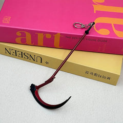 Anime-style zinc alloy scythe replica keychain on books, BlacksmithSONG collectible gift