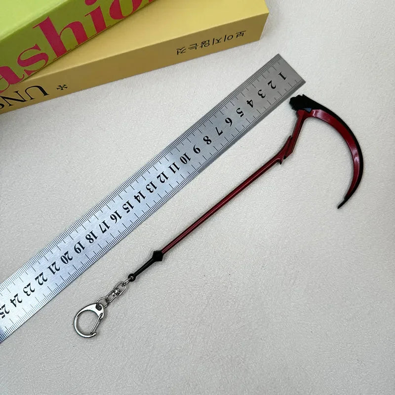 1:6 anime-style zinc alloy scythe keychain with ruler, collectible display from BlacksmithSONG