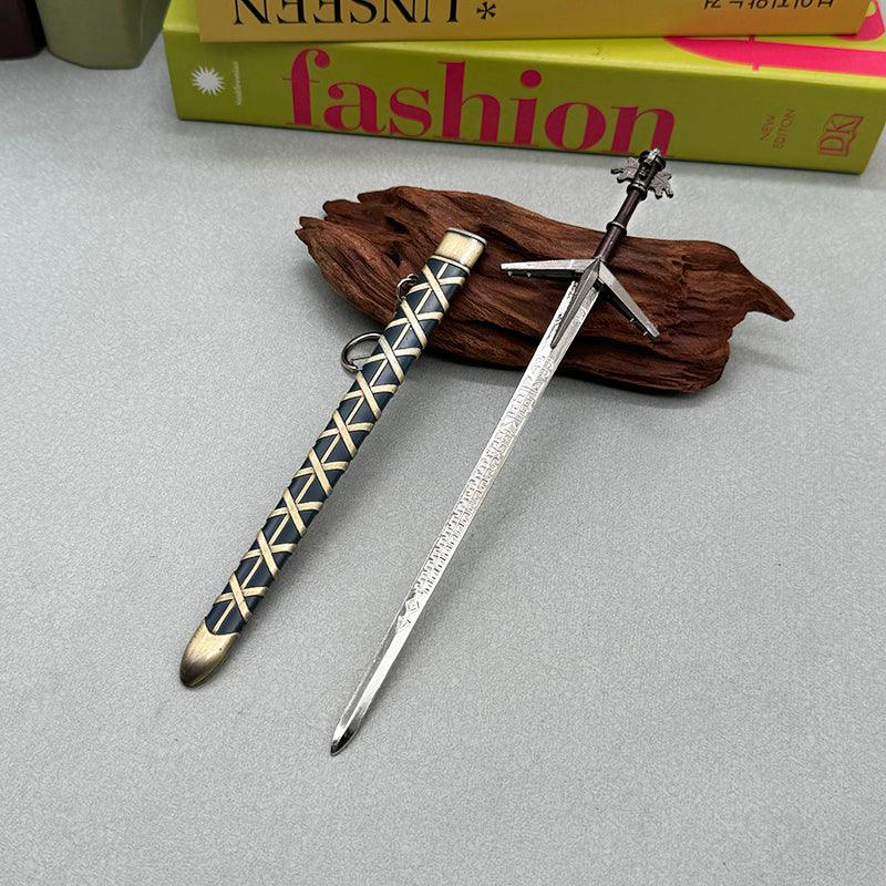 Aerondight Silver Sword Replica - Witcher 3 Lady of the Lake's Blade 1:6 Scale | Sacred Symbol Engraved Full-Tang Design | Zinc Alloy Collector's Edition for Toussaint Fans - BlacksmithSONG