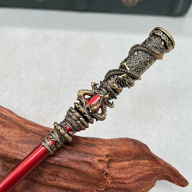 Intricate 1:6 scale anime-style zinc alloy weapon replica with ornate gold and red detailing