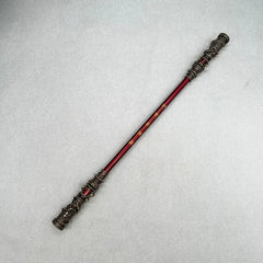 1:6 anime-style red zinc alloy staff replica with ornate ends, collectible display weapon