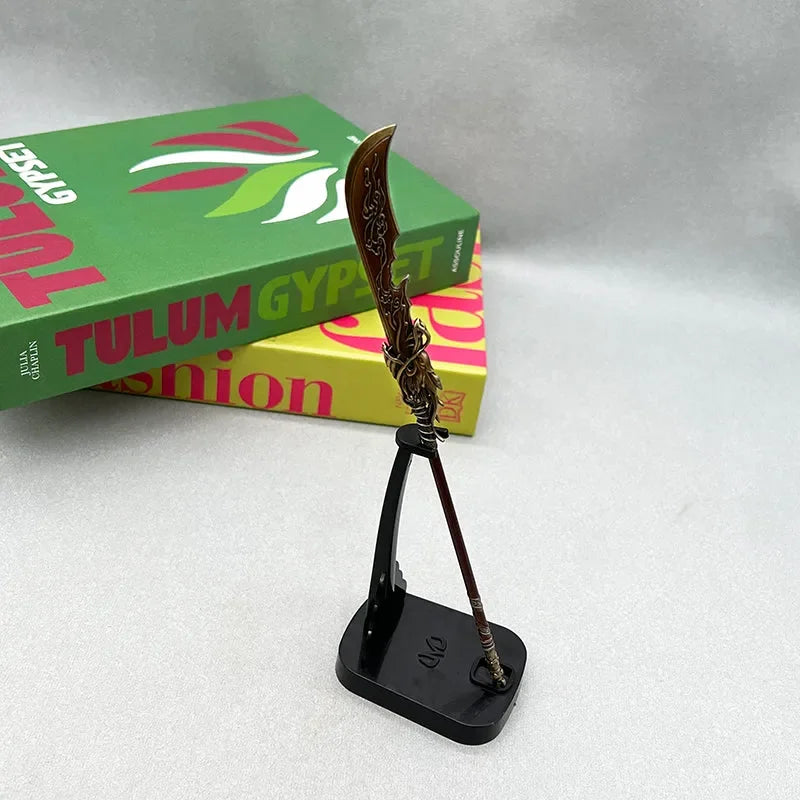 1:6 scale anime-style zinc alloy weapon replica with intricate blade, displayed on a stand