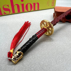 1:6 scale anime-style zinc alloy katana replica with red tassel on display, BlacksmithSONG collectible.