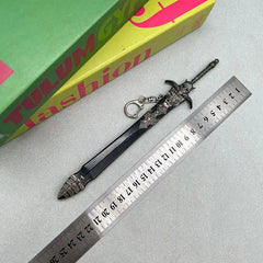 1:6 scale anime-style zinc alloy sword replica with keychain, ruler for size, BlacksmithSONG collectible
