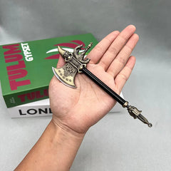 Hand holding 1:6 anime-style zinc alloy axe replica collectible from BlacksmithSONG