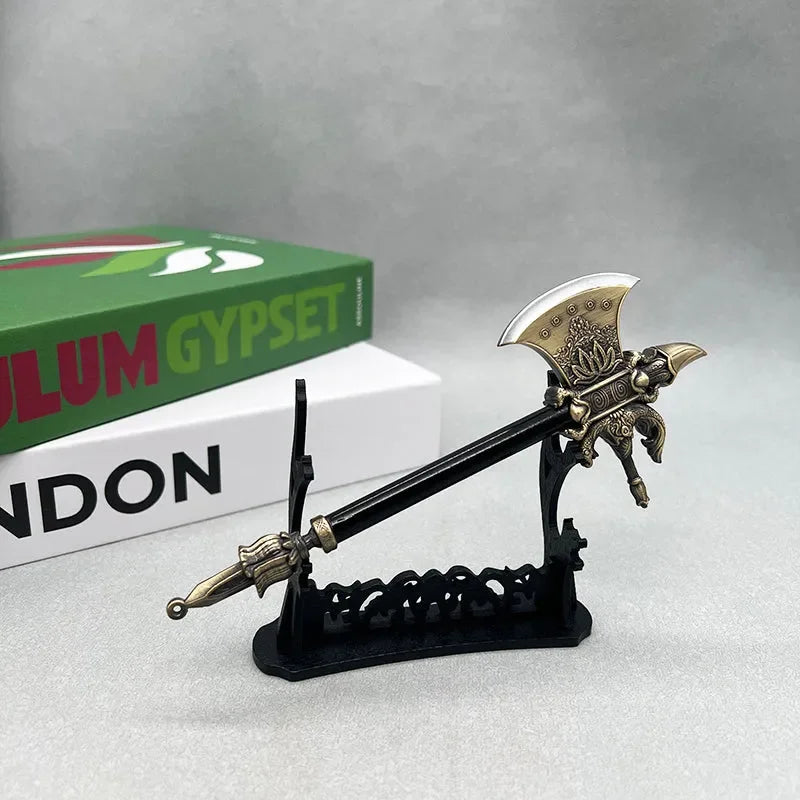 1:6 scale anime-style zinc alloy axe replica on display stand, BlacksmithSONG collectible