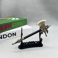1:6 scale anime-style zinc alloy axe replica on display stand, BlacksmithSONG collectible