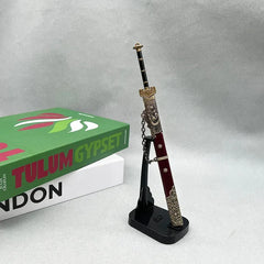1:6 anime-style zinc alloy sword replica with ornate sheath on stand, BlacksmithSONG collectible