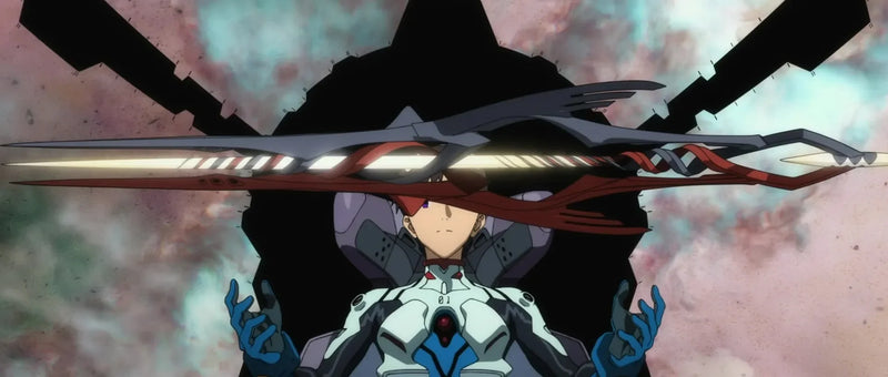 Anime pilot in futuristic suit holding large zinc alloy replica weapon, BlacksmithSONG collectible