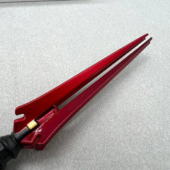 Red anime-style zinc alloy weapon replica collectible on a light surface, BlacksmithSONG