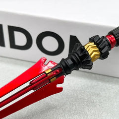 Anime-style 1:6 scale red and gold zinc alloy weapon replica collectible from BlacksmithSONG