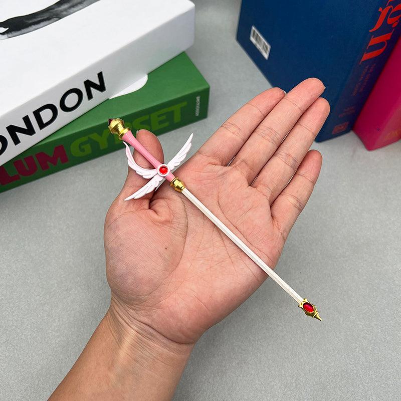 Sword Card Blade - Cardcaptor Sakura Fire-Enchanted Rapier 1:6 | Winged Hilt & Star Gem Replica | CLAMP Anime Weapon Display for Sakura Card Archivists - BlacksmithSONG