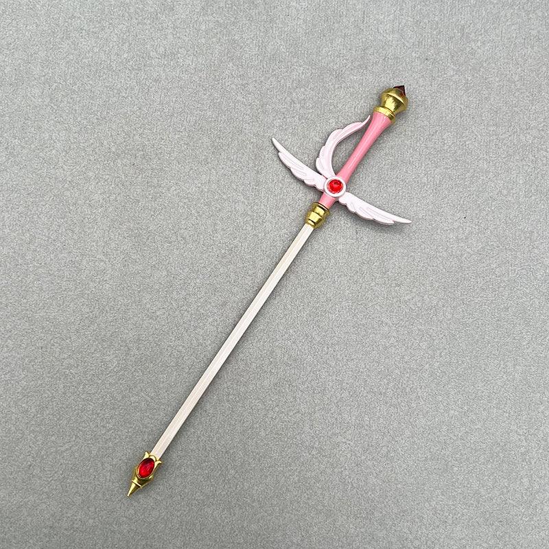 Sword Card Blade - Cardcaptor Sakura Fire-Enchanted Rapier 1:6 | Winged Hilt & Star Gem Replica | CLAMP Anime Weapon Display for Sakura Card Archivists - BlacksmithSONG