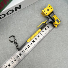 Anime-style yellow and black zinc alloy weapon replica keychain with ruler, BlacksmithSONG collectible