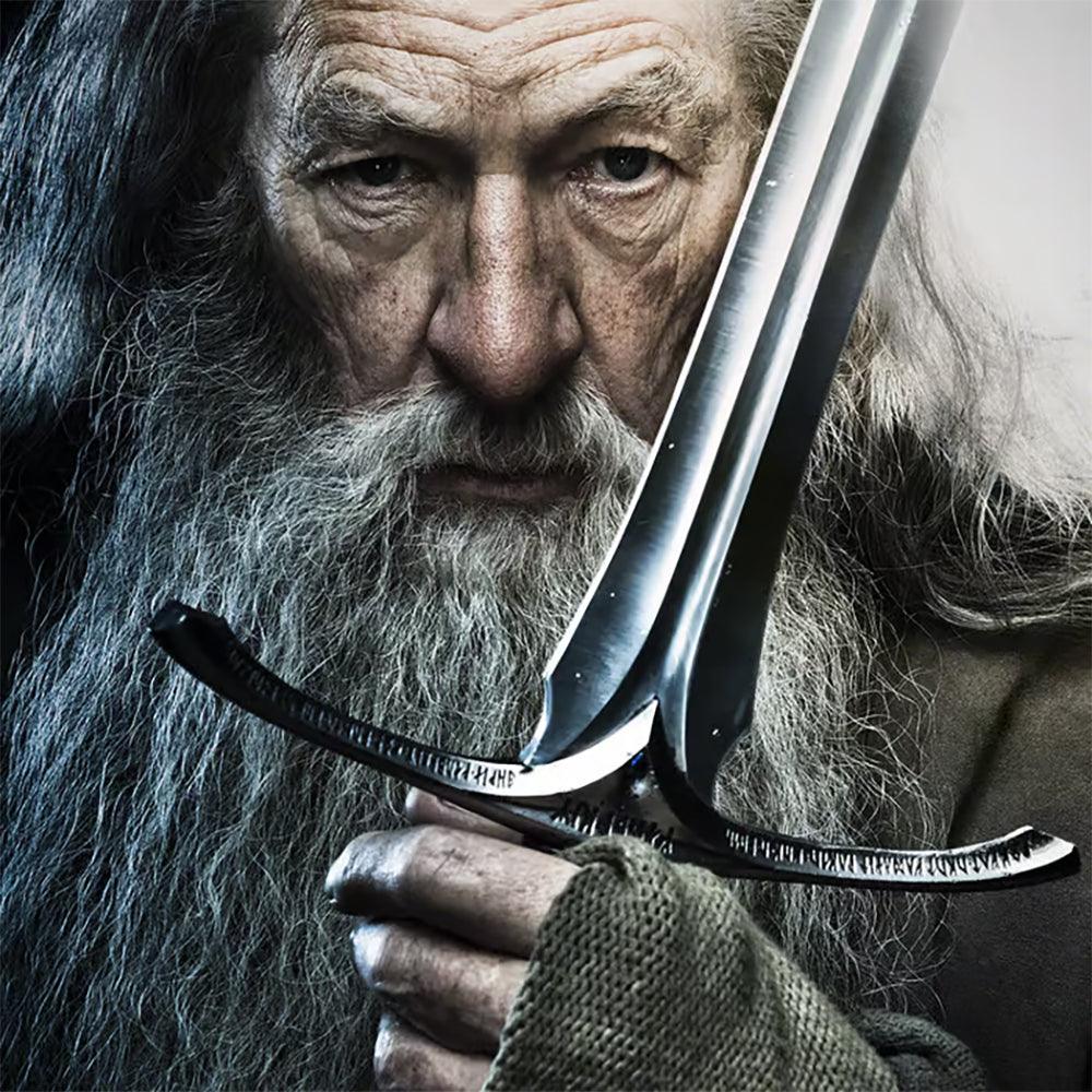 Glamdring Sword Replica - LOTR Gandalf's Foehammer 1:6 Zinc Alloy Weapon | Elvish Rune-Engraved Blade | Zinc Alloy Collector Display for Tolkien Fans - BlacksmithSONG