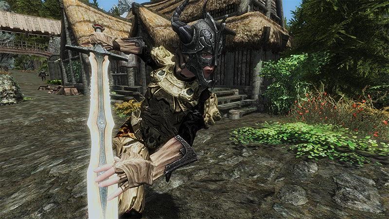 Dragonbone Greatsword Replica - Skyrim Dragonborn DLC Heavy Weapon 1:6 Scale | Ancient Wyrm Material Craft | Endgame Warrior Display for Alduin Slayers - BlacksmithSONG