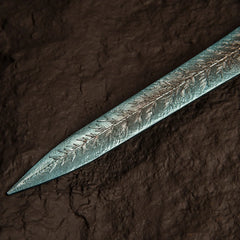 Anime-style zinc alloy sword replica with engraved leaf pattern by BlacksmithSONG