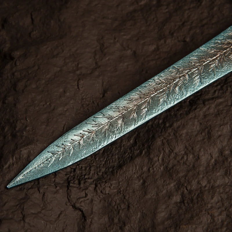 Anime-style zinc alloy sword replica with engraved leaf pattern by BlacksmithSONG