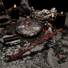 Join the Serpent King as family. ?? This highly detailed Blasphemous Blade replica brings the terrors of Volcano Manor to your desktop. Features the iconic writhing flesh design cast in high-quality zinc alloy metal. Perfect for Elden Ring desk setups, gamer gifts, and fans of the Faith/Strength build.