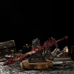 Level up your gaming room decor with this insane Blasphemous Blade replica. ?? Displayed on a custom stand, this Elden Ring weapon brings the dark aesthetic of Rykard and the Volcano Manor straight to your desk. The perfect gift for gamers looking for unique metal art and desk accessories.