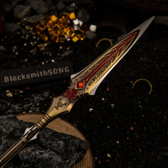 Draupnir Spear Replica - Kratos’ Spartan Weapon - 35cm Metal Spear with Display Stand - God of War Ragnarok Prop