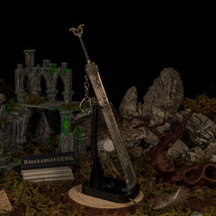 Thrungva replica — displayed upright on the vertical stand.