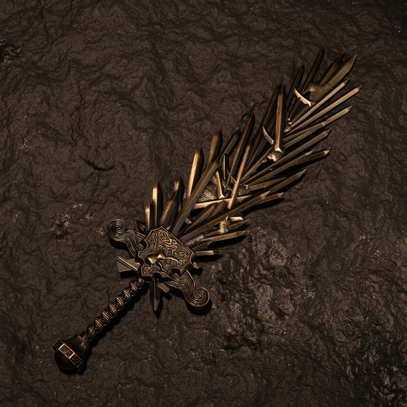 Grafted Blade Greatsword metal replica isolated on a black background, showing the clustered sword design.