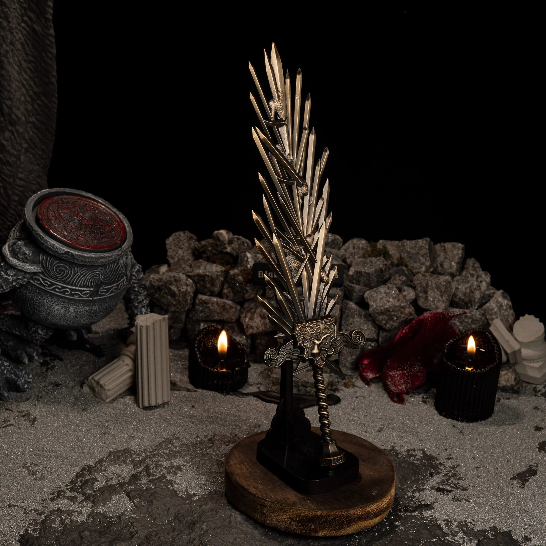 Grafted Blade Greatsword displayed vertically on an upright stand against a dark background.