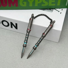 1:6 scale anime-style zinc alloy double kunai replica with chain, collectible weapon display