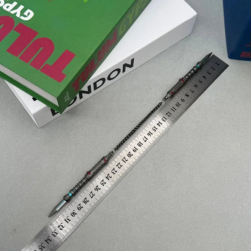 1:6 anime-style zinc alloy weapon replica beside ruler, BlacksmithSONG collectible display