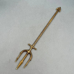 Anime-style zinc alloy trident replica collectible on gray background for display or cosplay