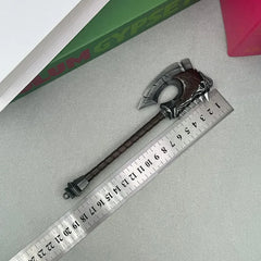 1:6 scale anime-style zinc alloy axe replica beside ruler on gray surface, BlacksmithSONG collectible