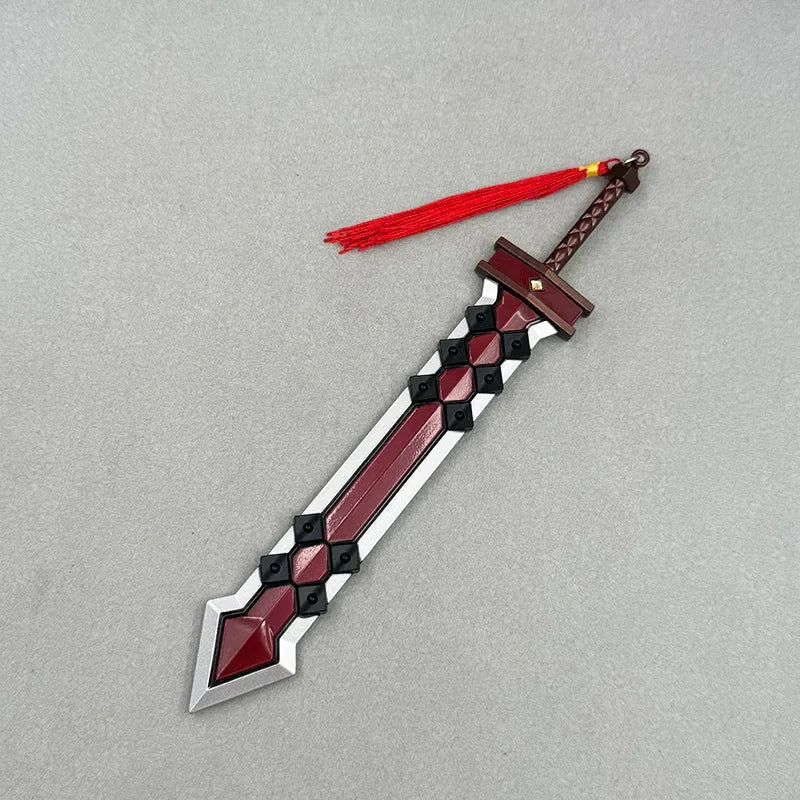 Anime-style zinc alloy sword replica with red and black details, collectible from BlacksmithSONG.