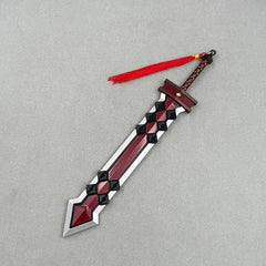 Anime-style zinc alloy sword replica with red and black details, collectible from BlacksmithSONG.