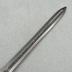 Anime-style zinc alloy replica sword blade with engraved runes, collectible cosplay display