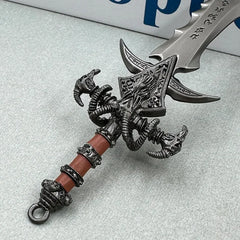 Anime-style zinc alloy fantasy sword replica with intricate dark detailing, for cosplay display